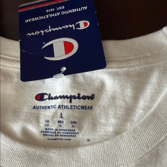 Champion White Tee with Navy Logo - Picture 5 of 5
